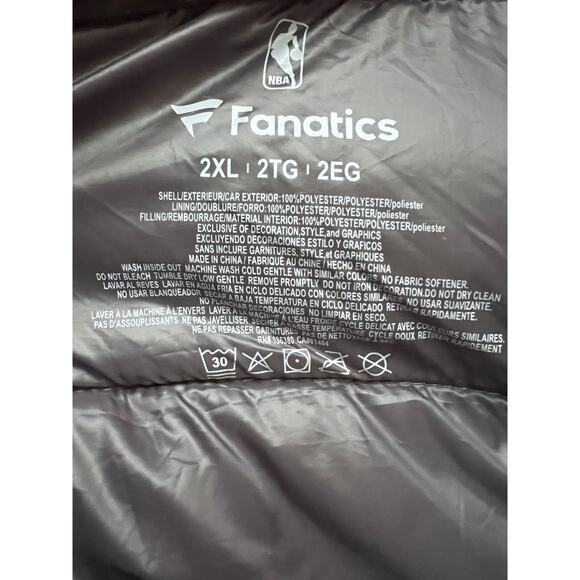 Fanatics Los Angeles Lakers NBA Mens Gray Puffer Zip Up Jacket 2XL Pockets Logo - Picture 10 of 12